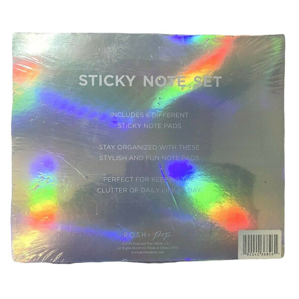 Sticky Note Set Colorful 6 Different Sticky Note Pads POSH Pop - Picture 2 of 2